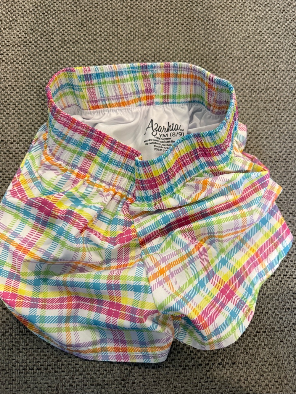 Azarhia Plaid Multicolor Elastic Waist Shorts YM (8/9) Unisex Baby & Toddler